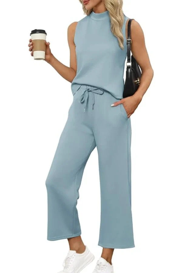 SAMPEEL Two-Piece Lounge Set – Sleeveless V-Neck